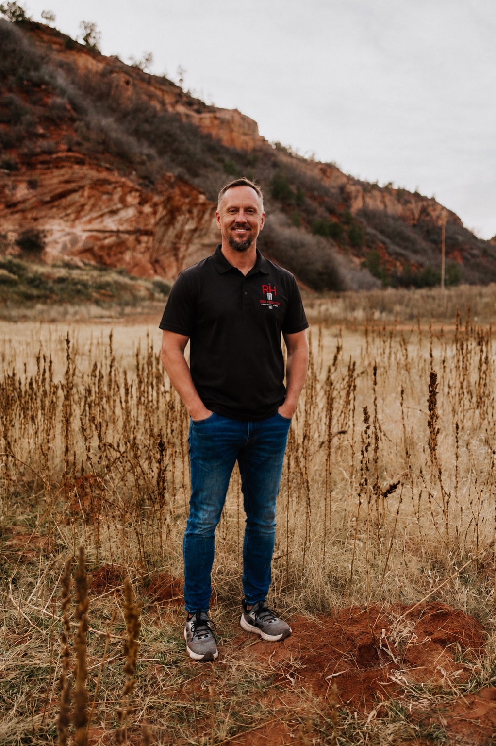 Red Hollow Dental Lab founder Jeff Peterson in the red rock landscape of southern Utah